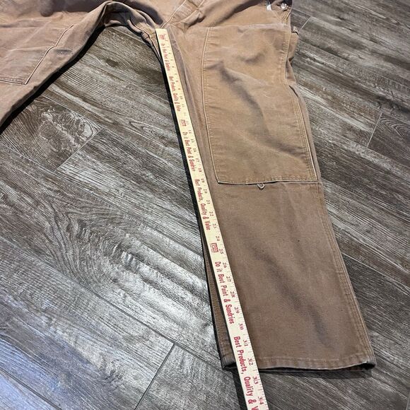 Round House Overalls Mens 44x32 Brown Duck Canvas Double Knee Bib Hammer Loop - Picture 14 of 15